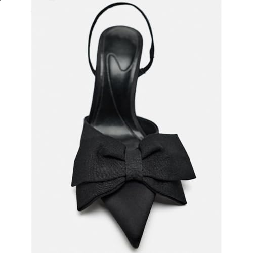 UFEDO Bow Slingback Pumps Shoes for Women Pointed Toe Stiletto Heel Buckle Strap Backless Dress Evening Party Pumps2