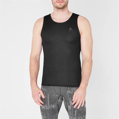 Odlo Herren-Unterhemd Kurzarm Active F-Dry Light | Schwarz | Größe L | Funktionsshirt atmungsaktiv | Funktionsunterwäsche