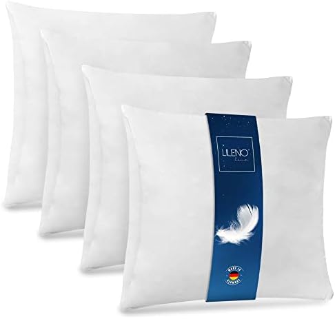 LILENO HOME Federkissen 40x40 cm [4er Set] - Kissen 40 x 40 cm aus Federn | als Kopfkissen, Schlafkissen u. Bettkissen perfekt für Allergiker und Kinder - Federkernkissen mit je 30