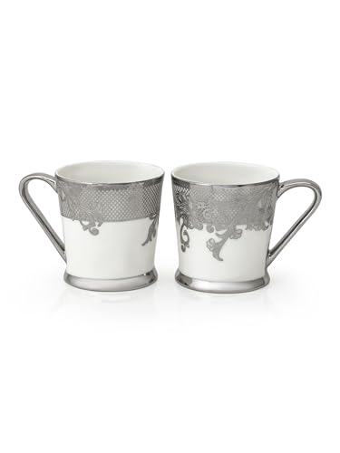 Image of Clay Craft Fine Ceramic Printed Gold Tea /Coffee Mugs Sets of 6-200 ml each (PETER EBONY E613), Tea Cup Set of 6, Mugs for Coffee, Cups Set of 6, Mug Set, Ideal for Gifting, Perfect for Home and Office