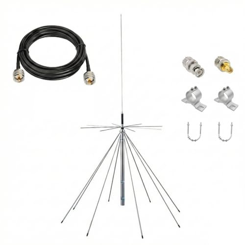 WOOKLEA D3000N Discone Antenna 25-3000MHz Wideband Scanner Antenna 200W N-Type Connector for Outdoor Ham Radio SDR Base Station