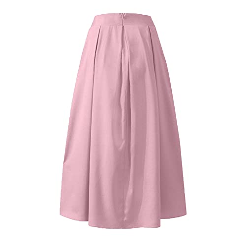 Women's High Waist Pleated A-Line Swing Skirt with Pockets Business Dressy Flowy Business Work Vintage Loose Midi Skirt4