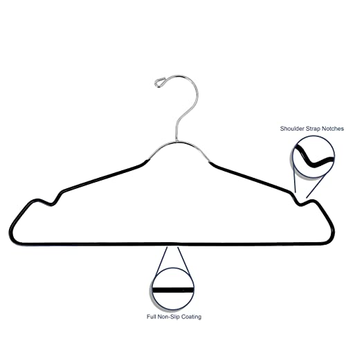 Ustech Metal Space Saving Clothes Hangers | Trouser Bar With Shoulder Notch Thin Hangers Perfect For Coat, Suit, And Pants | Non-Slip Coating And Large Hook For Added Safety | Pack Of 12 #TOP5