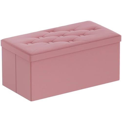 BRIAN & DANY Pouf Rangement Pliable, Coffre de Rangement Repose Pieds et Bout de Lit, Banc Coffre en Velours avec Couvercle, Tabouret pour Salon Chambre...