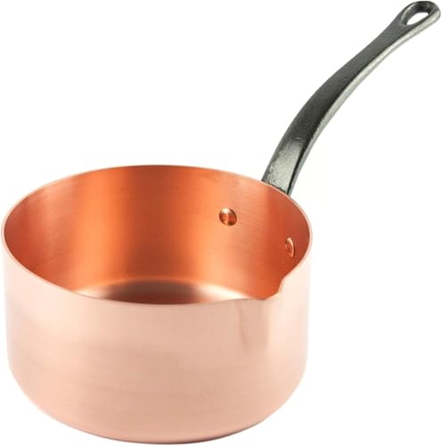 Cuisine Romefort Casserole en cuivre avec bec verseur - Diamètre : 16 cm - Paroi épaisse - Idéal pour les plats sucrés ou les sauces