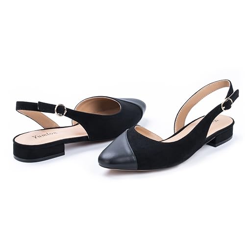 Women's Vintage-Inspired 2.24" Kitten Heel Pumps - Pointed Toe Slingback Dress Shoes with Adjustable Buckle Strap, Breathable Faux Leather & Latex Cushion for Wedding/Office/Daily Wear3