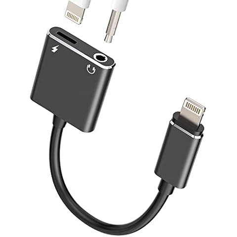 Iphone AUX Adapter for Headphone Jack Cable Lightning to 3.5mm Splitter Dongle 2in1 Charger Cord Audio Connector Apple MFI Certified for 11 12 13 14 Pro Max Mini 7 8 Plus Charge Music Earbud Converter Cover