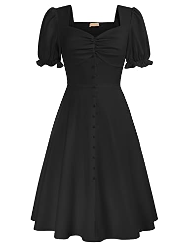 Belle Poque Black Vintage Dress Skater Rockabilly Ruffle Party Dresses S