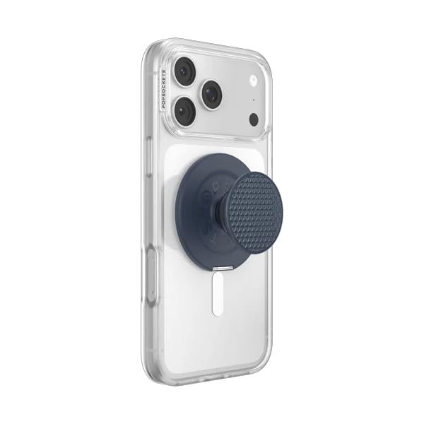 Image of PopSockets Kick-Out Grip for MagSafe, Adjustable Kickstand for Portrait or Landscape, Magnetic Stand, Navy Blue - Knurl Navy