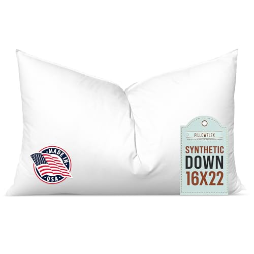 Image of Pillowflex Synthetic Down Pillow Insert 16x22 in - Karate Chop Pillow | Large Rectangle Sham Form, Plush Polyester Cotton Blend, Cloud-Like Comfort, Clump-Resistant Fill, Smooth Elegant Finish