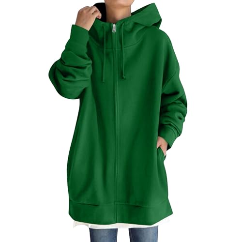 KIKX0DE Women Zip Up Hoodies Long Sleeve Tunic Sweatshirts Oversized Casual 2025 Fall Jackets Coat With Pockets