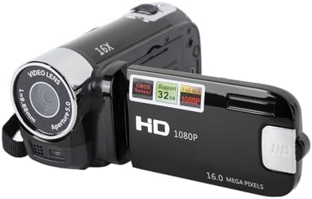 Videocámara 1080P 16x Vlogging con Pantalla Giratoria 2.7" y Luz de Relleno