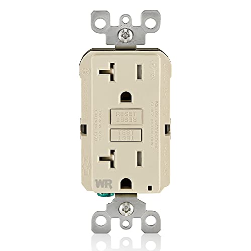 Leviton Gfwt2-T Self-Test Smartlockpro Slim Gfci Weather-Resistant And Tamper-Resistant Receptacle With Led Indicator, 20 Amp, Light Almond #TOP11