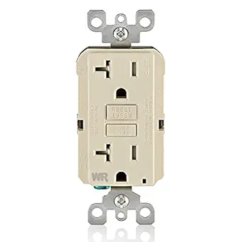 Leviton Self-Test SmartlockPro Slim GFCI Weather-Resistant and Tamper-Resistant Receptacle with LED Indicator, GFWT2-T, Light Almond