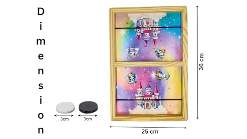 Image of BKDT Marketing Unicorn String Hockey Game for Kids & Family - Fast Sling Puck Board Game with 5 Red & 5 Blue Coins - Wooden Tabletop Indoor Outdoor Game - Birthday Return Gift for Boys Girls Age 5+