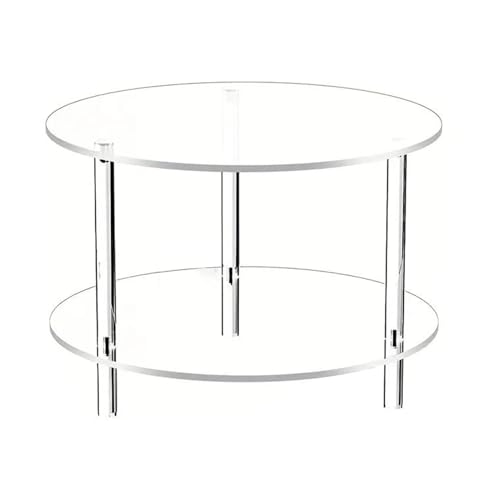 Acrylic Coffee Table, Round Center Table, Double Layers Design, Convenient Installation, Home Aesthetic Decoration, Modern Furniture for Home, Studio and Hotel, 40 x 40 x 42 cm