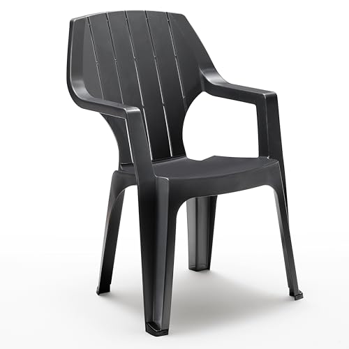 Chaise de jardin extérieur Fauteuil de jardin en plastique anthracite 28.4
