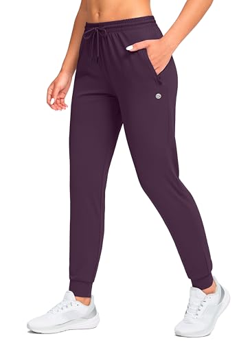 G Gradual Women's Joggers Pants with Zipper Pockets Tapered Running Sweatpants for Women Lounge, Jogging (Wine Red, Medium)