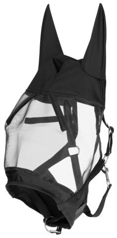 Kerbl Halfter mit integrierter Fliegen- Schutzmaske Full (Insektenmaske in Schwarz, 30 x 22 x 9 cm Fliegenhaube aus Lycra-Material) 3228238