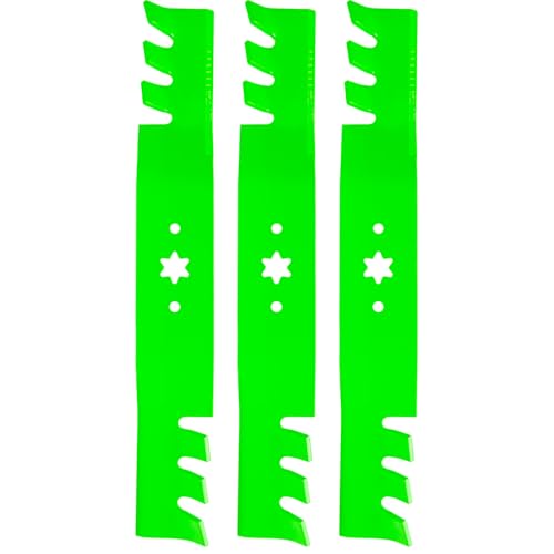 JXJKCZ 50 Inch Lawn Mower Deck Blades Fits for Cub Cadet Troy Bilt MTD RZT 50 LT LTX 1050 Replaces OEM 742-04053 742-04053A 742-04053C 942-04053 942-04053A 942-04053B 942-04053C (Toothed) 3 Pack by JXJKCZ - Used condition - US$18.57