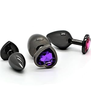 Belmalia 3x Anaalplugset metaal | Butt Plug | Hartvormige Anaalplug met kristal | Maat S+M+L