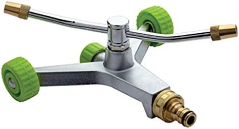 S&M 173066 2-Arm Buried Watering Sprinkler with Chrome Metal Wheels,