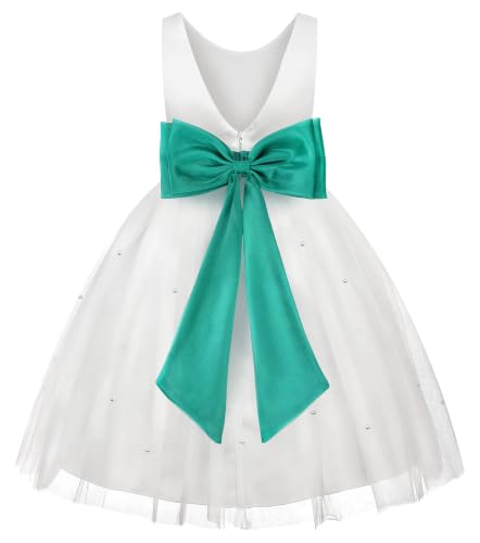Image of JerrisApparel Flower Girls Dress Wedding Satin Dresses Princess Birthday Party Prom Ball Gown