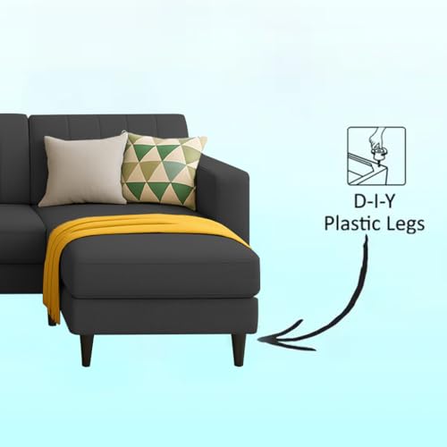 Image of Casaliving Moris LHS 4 Seater L Shape Sofa Set for Living Room (Black) Premium Fabric Sofa Set for Living Room