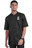 Men’s Short Sleeve Chef Coat with Mesh Sides (XS-3X, 2 Colors) (Large, Black)