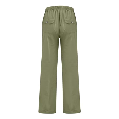 Cotton Linen Wide Leg Pants for Men Lounge Lightweight Elastic Waist Beach Pant Trousers with Multi Pockets4