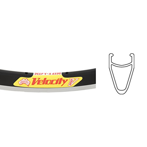 Velocity Deep-V 700c 36h Black with Machined Sidewall