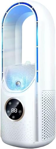 Mobiler Luftkühler, Mobiler Klimaanlage, Kühlventilator, Leise, Ohne Klingen, Mobiles Klimagerät ohne Abluftschlauch für Luftkühlung, Ventilation, Befeuchtung (White)