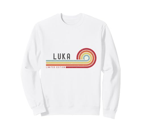 I Love Luka Prénom rétro personnalisé Coucher de Soleil Sweatshirt