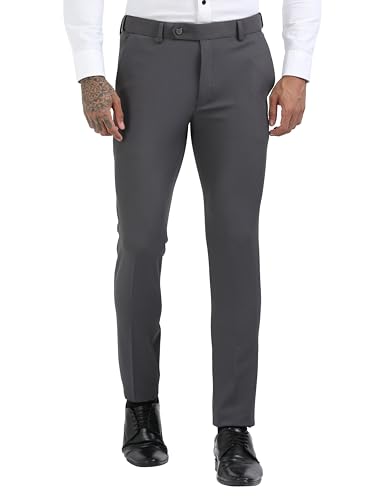 Image of Mc Henry Men's Techno Flex 2inch-Waist Expandable Wrinkle Free Slim Fit 4 Way Lycra for Elite and Luxurious Formal /Casual Trousers