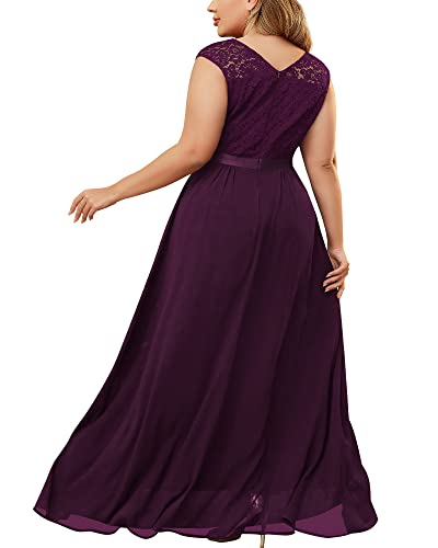 Miusol Women's Plus Size Sleeveless Scoop Neck Floral Lace Bridesmaid Evening Party Maxi Dress2