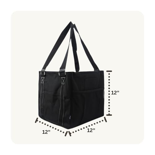 NGIL Mini Utility Tote Bag with Mesh Pockets and Collapsible Metal Frame, Water-Resistant Canvas Storage Basket2