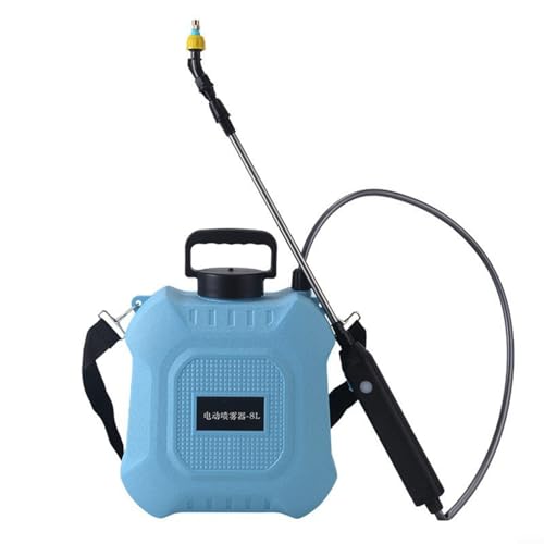 Pulverizador eléctrico de jardín de 8L/5L con batería recargable USB, 3 modos de pulverización y poste telescópico (66-90 cm) - Pulverizador de presión ABS para césped, herbicidas, limpieza (azul