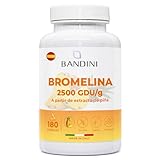 Bandini® Bromelina Fuerte Natural 10.000 (F.I.P) 1000mg 180 Cápsulas (Dosis Diaria de 500mg) | Drenante Celulitis, Microcirculación y Depuración | Función Digestiva | Extracto de Piña (fruto y tallo)