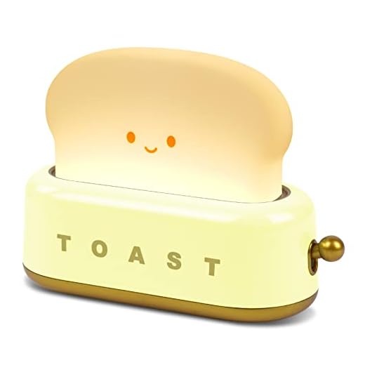 URAQT Luz Nocturna Para Niños, Luz Nocturna Para Dormitorio con Forma de Tostadora, Lámpara de Noche Portátil Recargable Por USB con Temporizador, para Decoración de Dormitorio Junto(Amarillo)