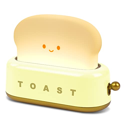 URAQT Cute Night Light Toast Lamp, Dimmable Toast Bread Led Night Lamp, Portable Bedroom Bedside Sleep Lamps with Timer