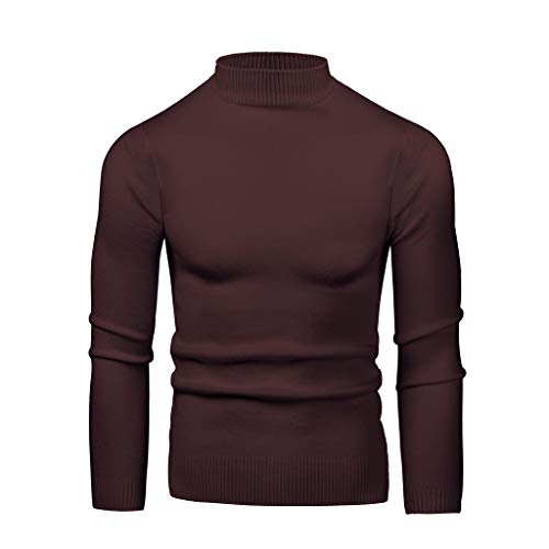 Sweatshirt for Men，IIMJONO Celebration Christmas Eve Apple Day Surprise Round Neck Low Collar Large Elastic Long Sleeve Bottoming Sweater Sweater Brown L
