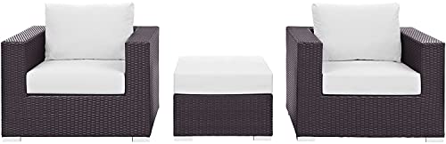 Image of OUTLIVING Outdoor 2 Seater Sofa Set with Center Table | Patio Furniture Balcony Sofa Sets | Wicker Rattan Garden Sofa Set with Cushion for Outdoor Garden - (Black)
