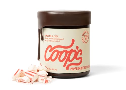 Coop's Peppermint Hot Fudge, All Natural Peppermint Hot Chocolate Gift Non GMO Chocolate Ice Cream Toppings Sundae Desserts, 10 Ounce