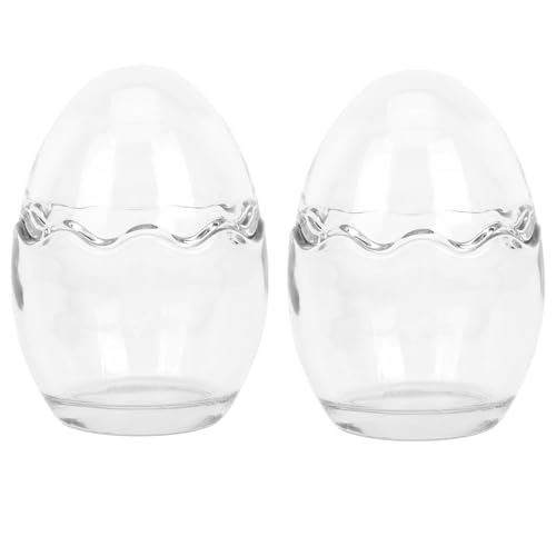 Mikikit Pots de Pouding en Verre Forme Coquille d'Œuf, 2 Pièces, 100Ml, Résistants à Haute Température, pour Ramequins à Dessert et Cuisson Four