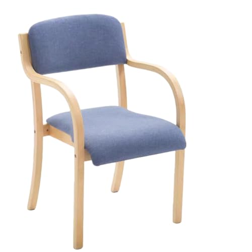 yarunchuangding ダイニングチェア低座高さ46センチ椅子幅座疲労抵抗、肘付き、臀部フレンドリー、背もたれ付き手すり介護椅子スタック用工具スタック木製ベンチリビングテーブル会議オフィス商談ホームビジネス高齢者学生大人 (スカイブルー(麻布)は取