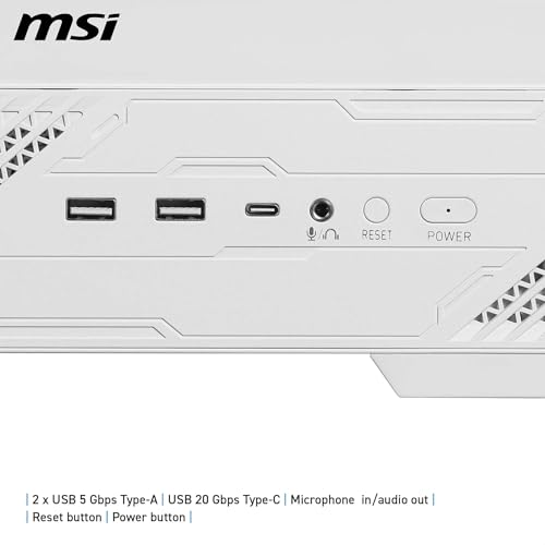 MSI MAG PANO 130R PZ White Boîtier PC Moyen Tour - Compatible avec Les GPU de 400 mm de Long, filtres à poussière, USB Type-C 20 GB/s, Compatible Cartes mères ATX et Micro ATX à connecteurs arrière