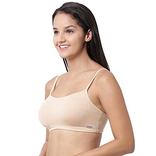Image of Enamor Moulded Double Layer Front Women's Cotton Cami Bra - Detachable Slim Straps with Back Keyhole, Non Padded, Wirefree, High Coverage - A022 (Pack of 2)