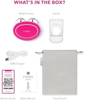 FOREO Bear Microcurrent Facial Device - Face Sculpting Tool - Instant Face Lift - Firm & Contour - Non-Invasive - Increases Absorption of Facial Skin Care Products - Fuchsia