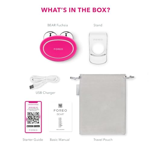 FOREO Bear Microcurrent Facial Device - Face Sculpting Tool - Instant Face Lift - Firm & Contour - Non-Invasive - Increases Absorption of Facial Skin Care Products - Fuchsia