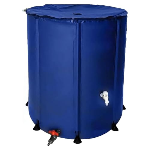Collapsible Rain Barrel Water Collection System with Stand, Tap & Zipper Cover - Portable 50L Water Storage Tank for Garden